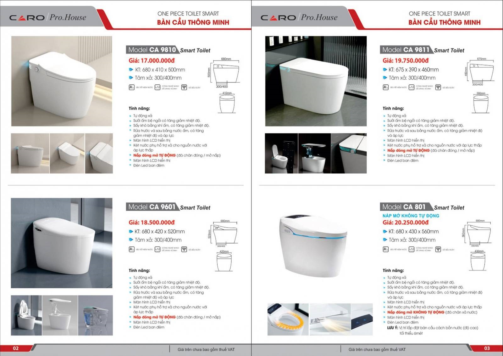 Bảng giá và Catalogue Thiết bị vệ sinh CARO mới nhất 2024 /Page 2